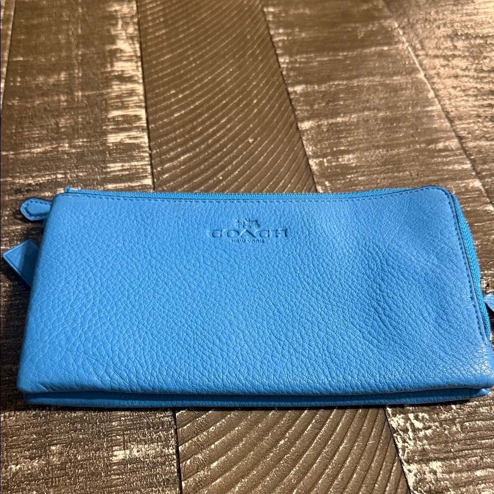 Coach Vibrant Blue Leather Pouch